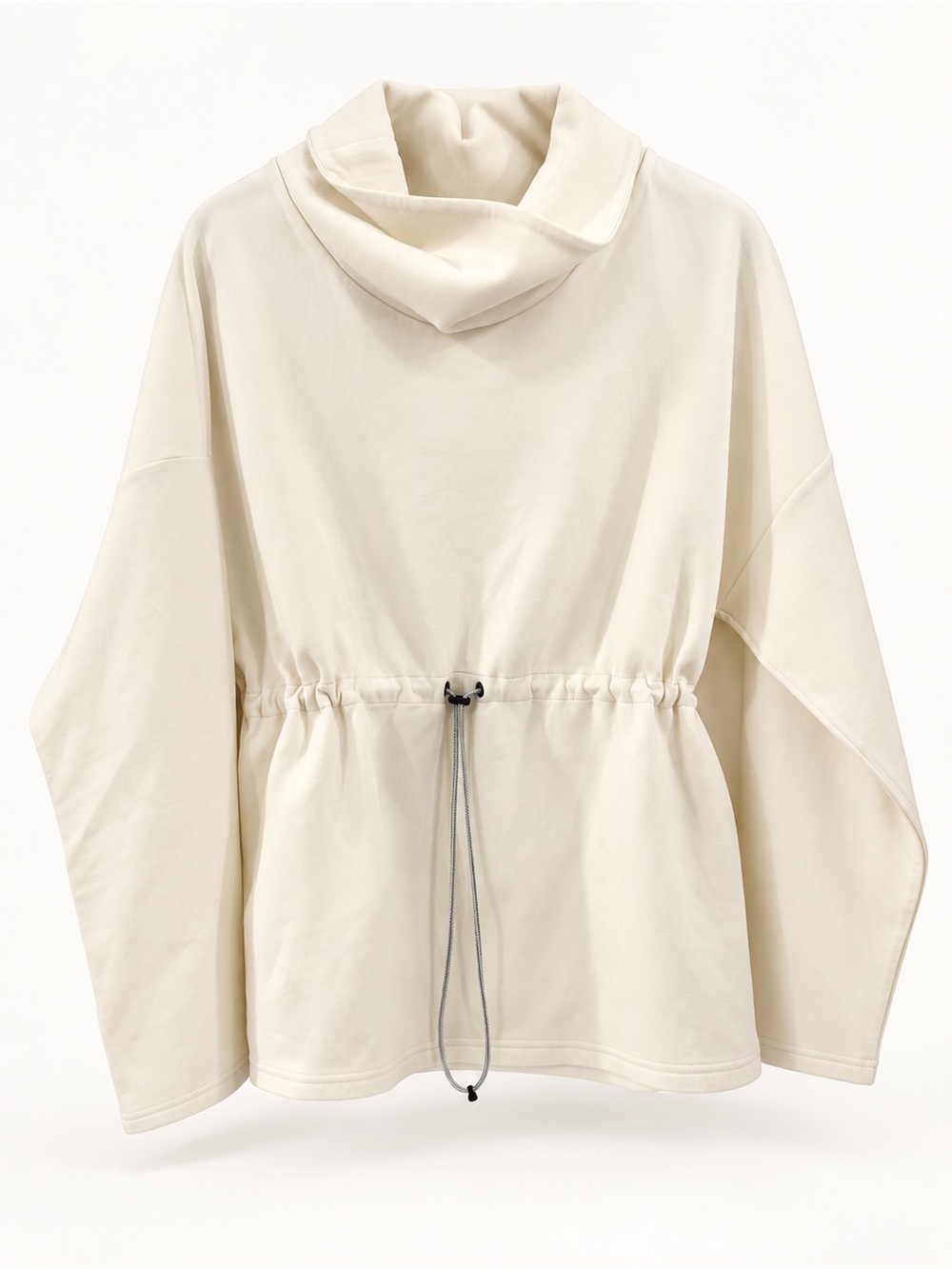 Varley Cream Funnel-Neck Drawstring Pullover